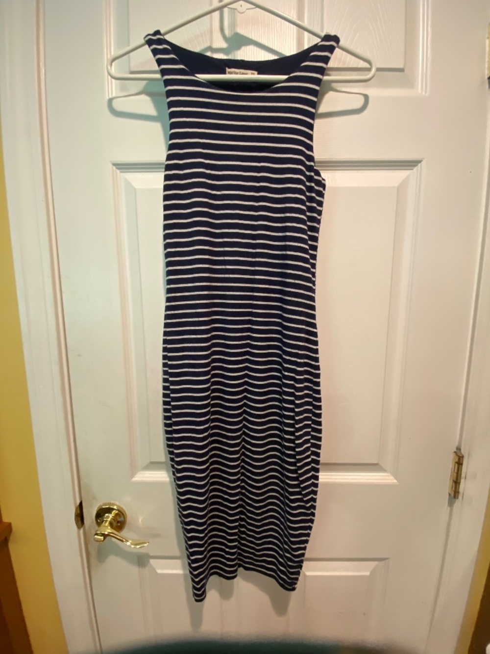 Marine Layer XS Love Me Tender Navy White Stretch Striped Maxi Dress